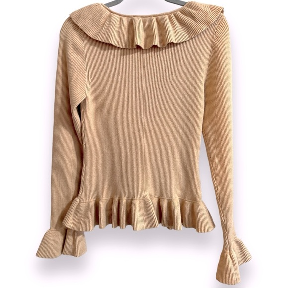 WAYF Flutter Ruffle Ribbed Cardigan Size Large NWT - Picture 4 of 6